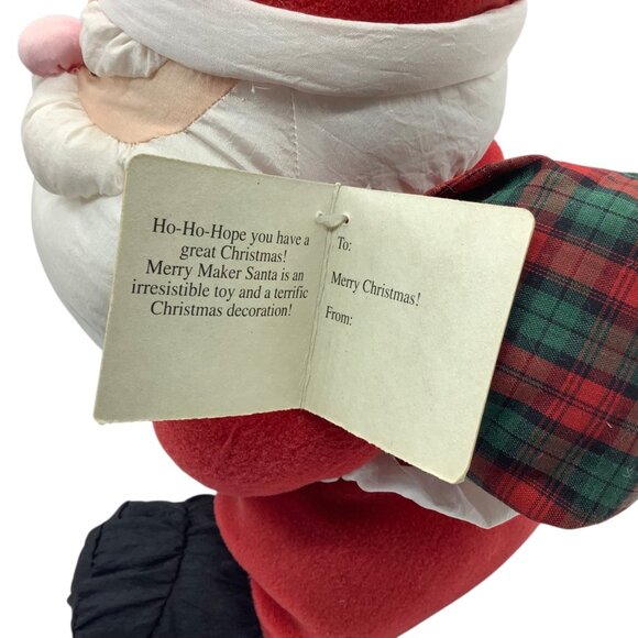 Vintage 1994 Merry Makers Santa Plush Toy Decoration Nylon Gibson Greetings 11" - Picture 3 of 7